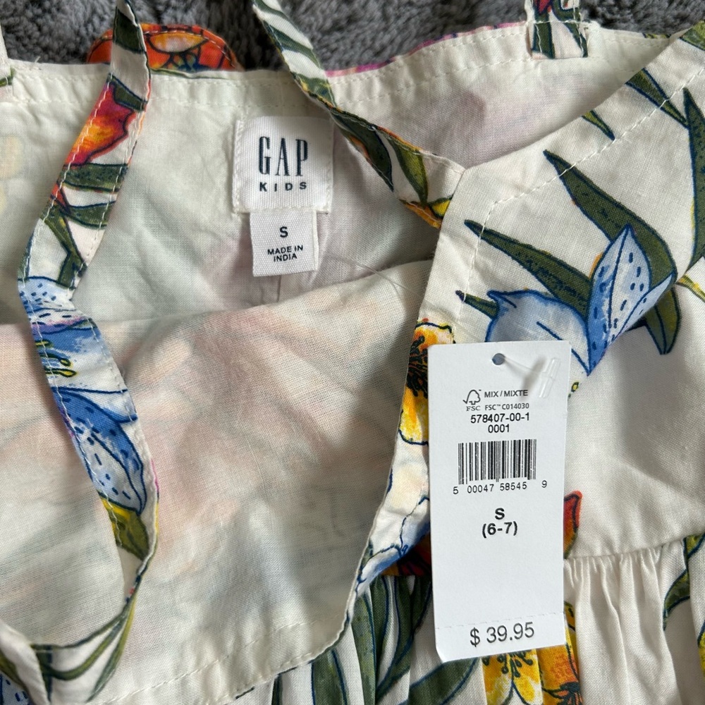 🌺 NWT GAP Kids Floral Cotton Dress - White and Multicolor - Picture 3 of 5